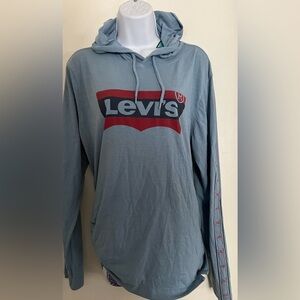 Levi’s Blue Logo Hooded Long Sleeve Shirt
